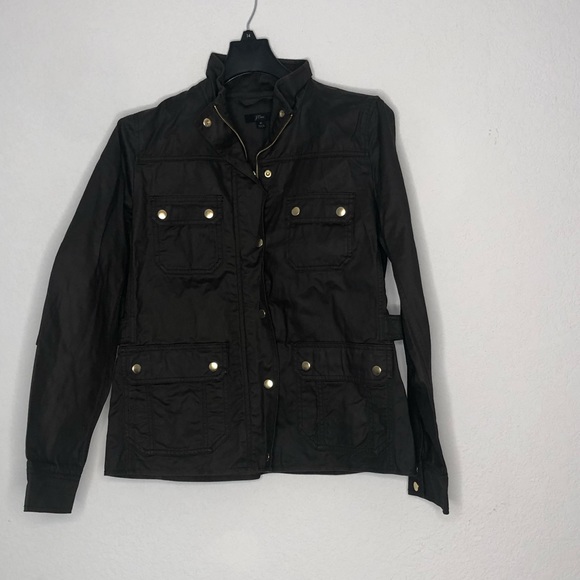 Army green j.crew raincoat - Picture 2 of 6